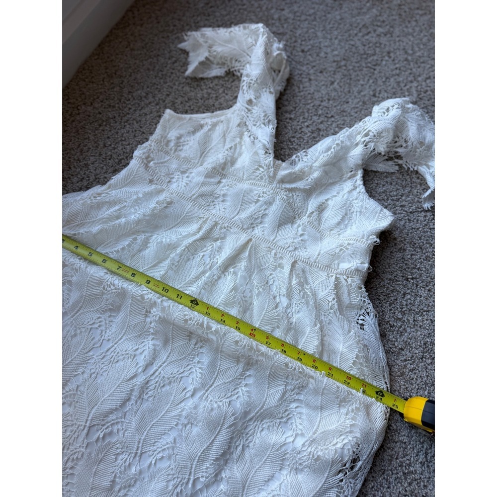Motherhood Maternity boho‎ Lace Midi Dress Flutter Sleeve ivory off White M - Picture 10 of 12